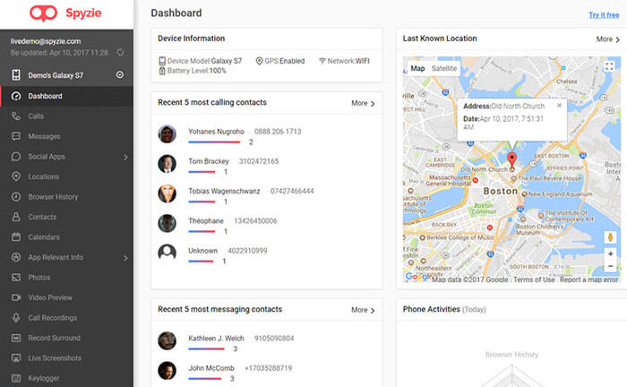 Spyzie Dashboard