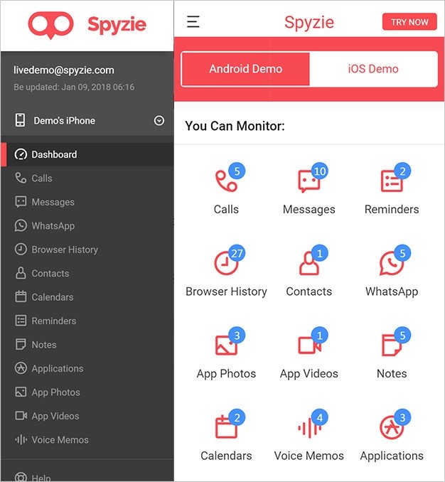 spyzie dashboard